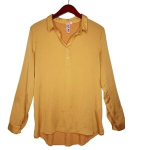 DOLAN Left Coast Collection Mixed Media Long Sleeve Top Size Medium in Yellow